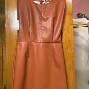 Forte Faux Leather Mini Dress in Warm Rust